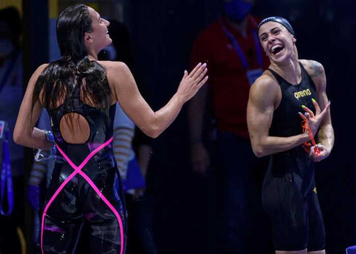 QUADARELLA Simona ITA Italy CARAMIGNOLI Martina Rita ITA Italy 1500m Freestyle Women Final Swimming Budapest - Hungary 21/5/2021 Duna Arena XXXV LEN European Aquatic Championships Photo Giorgio Perottino / Deepbluemedia / Insidefoto