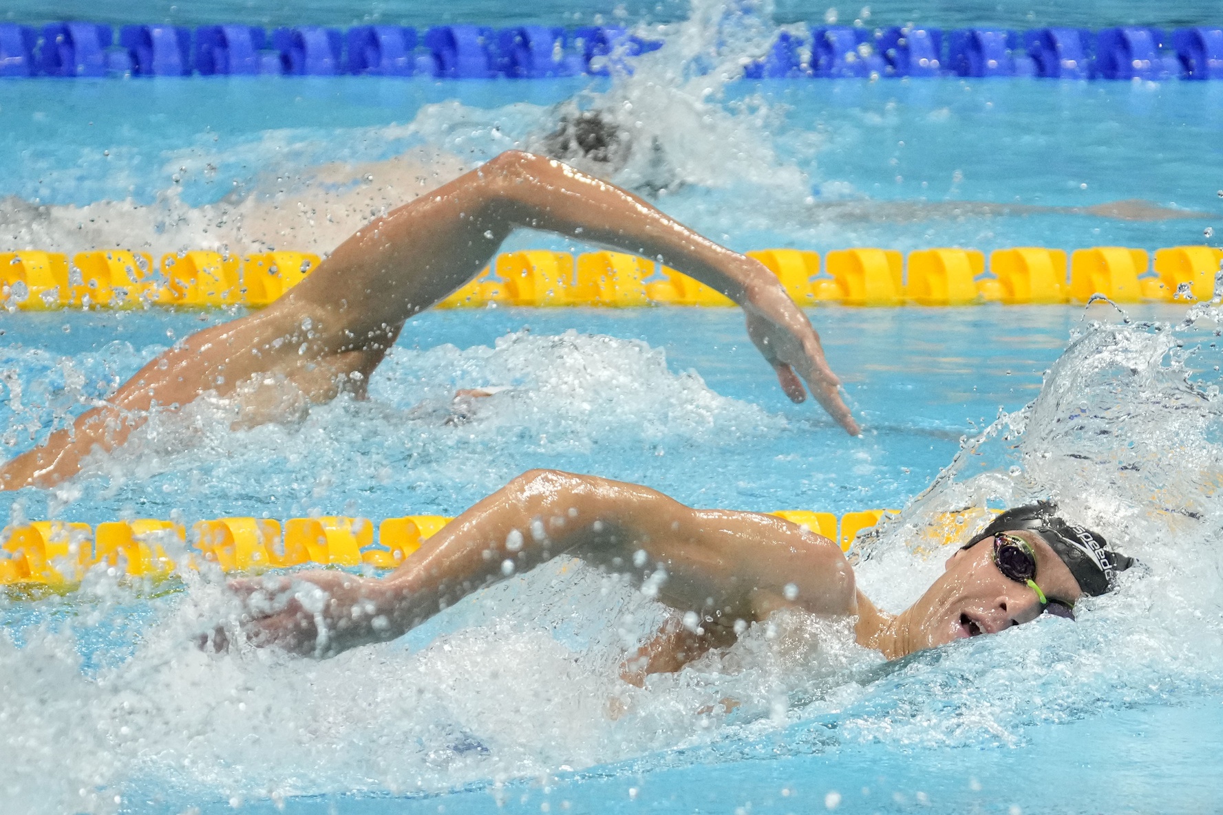 Aug 1, 2021; Tokyo, Japan; Robert Finke (USA) competes in the men's 1500m freestyle final during the Tokyo 2020 Olympic Summer Games at Tokyo Aquatics Centre. Mandatory Credit: Robert Hanashiro-USA TODAY Sports