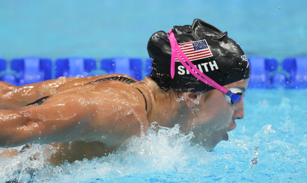 Jul 29, 2021; Tokyo, Japan; Regan Smith (USA during the women's 200m butterfly final during the Tokyo 2020 Olympic Summer Games at Tokyo Aquatics Centre. Mandatory Credit: Rob Schumacher-USA TODAY Sports