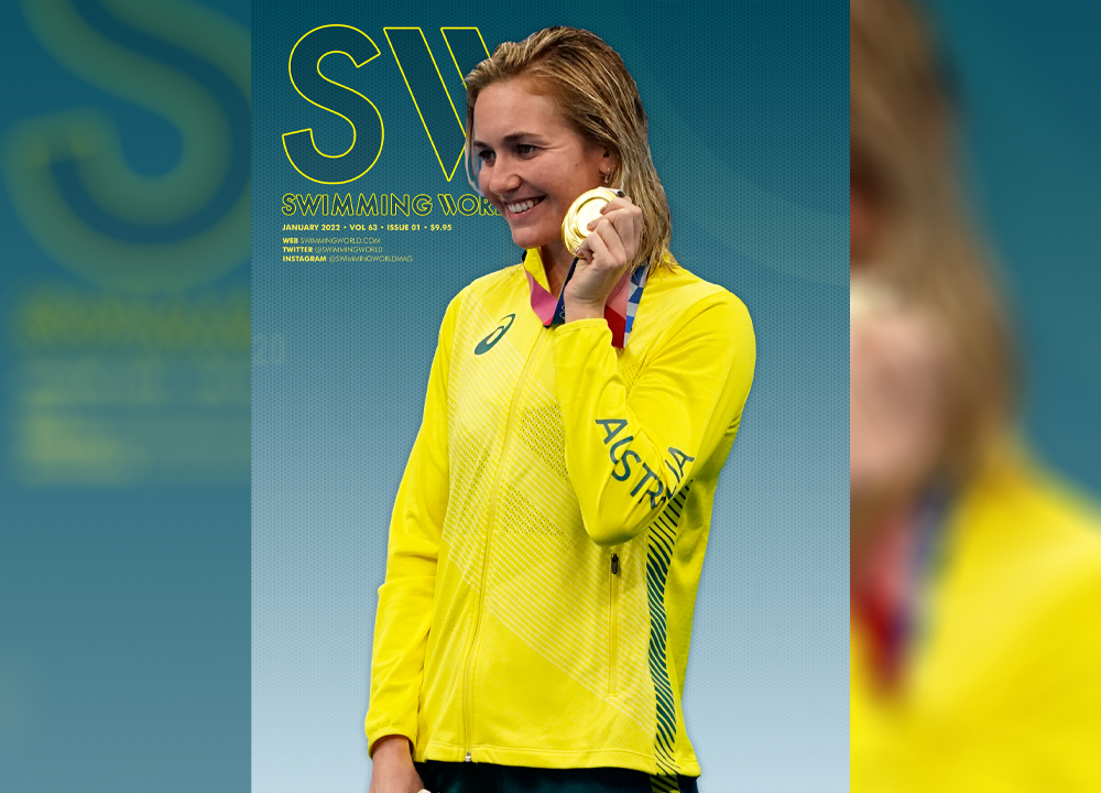 Swimming World January 2022 Cover Teaser Featuring Ariarne Titmus - slider