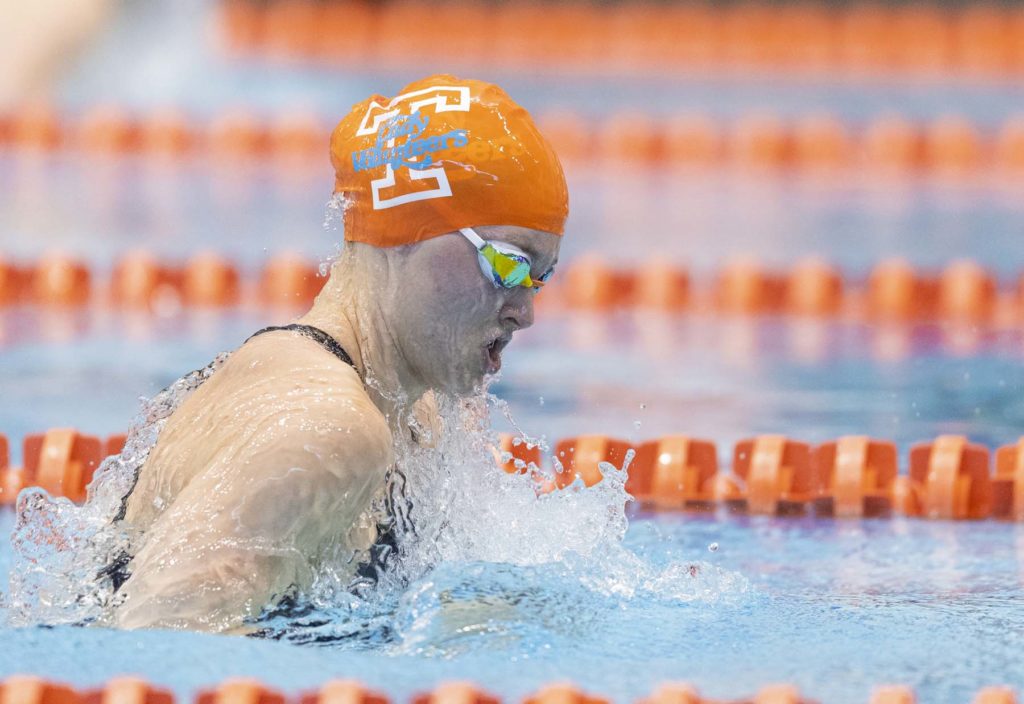 tennessee-KNOXVILLE, TN - November 19, 2021 - Mona McSharry of the Tennessee Volunteers during Day 2 preliminary session of the Tennessee Invitational at Allan Jones Intercollegiate Aquatic Center in Knoxville, TN. Photo By Andrew Ferguson/Tennessee Athletics