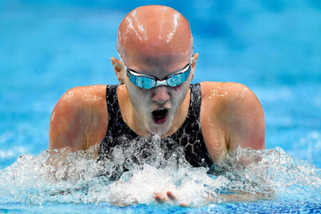 Leah Hayes of United States competes in the 200m Individual Medley Women Heats during the FINA 19th World Championships at Duna Arena in Budapest, Hungary, June 18th, 2022. Leah Hayes placedd second. Photo Andrea Staccioli / Deepbluemedia / Insidefoto