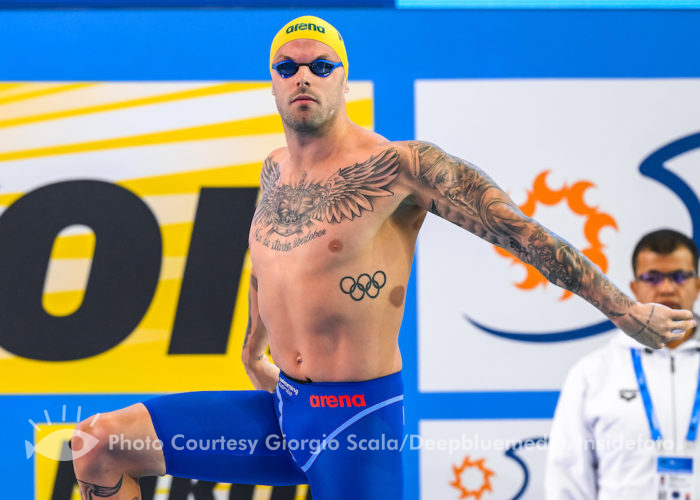Kyle Chalmers of Australia prepares to compete in the 100m Freestyle Men Semifinal during the FINA Swimming Short Course World Championships at the Melbourne Sports and Aquatic Centre in Melbourne, Australia, December 14th, 2022. Photo Giorgio Scala / Deepbluemedia / Insidefoto