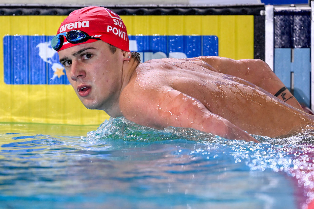 Noe Ponti of Switzerland reacts after compete, winning the silver medal, in the 50m Butterfly men Final during the FINA Swimming Short Course World Championships at the Melbourne Sports and Aquatic Centre in Melbourne, Australia, December 14th, 2022. Photo Giorgio Scala / Deepbluemedia / Insidefoto