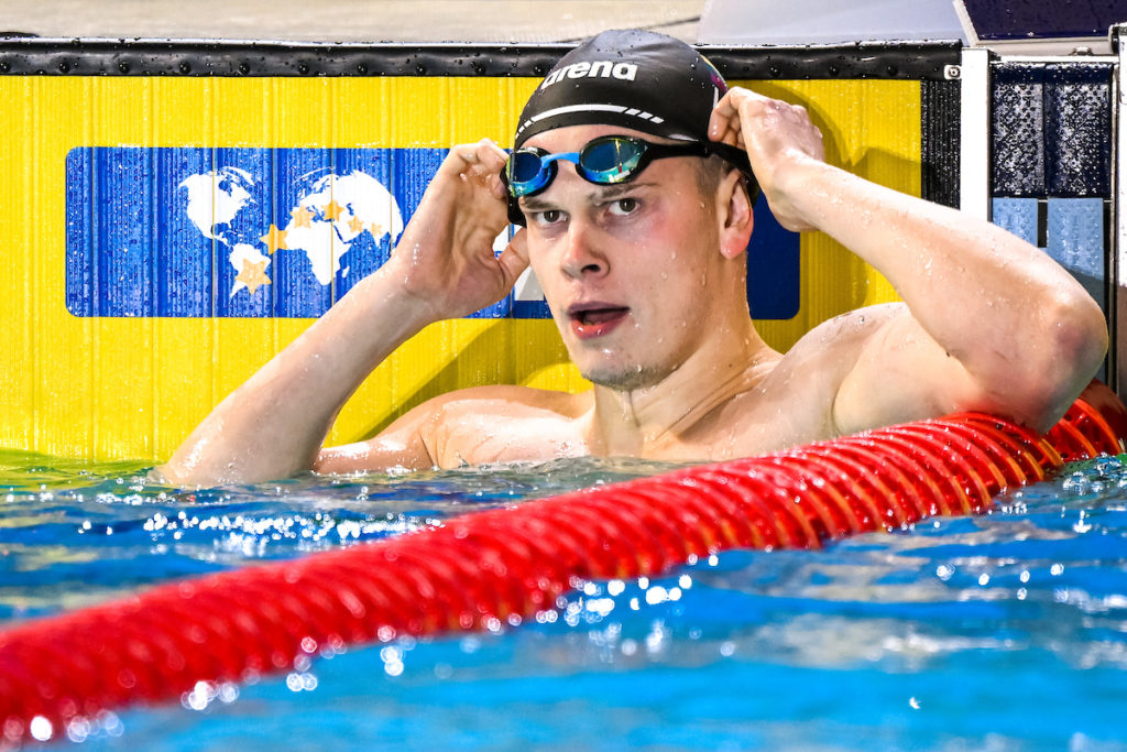 Danas Rapsys of Lithuania reacts after winning the bronze medal in the 400m Freestyle Men Final during the FINA Swimming Short Course World Championships at the Melbourne Sports and Aquatic Centre in Melbourne, Australia, December 15th, 2022. Photo Giorgio Scala / Deepbluemedia / Insidefoto