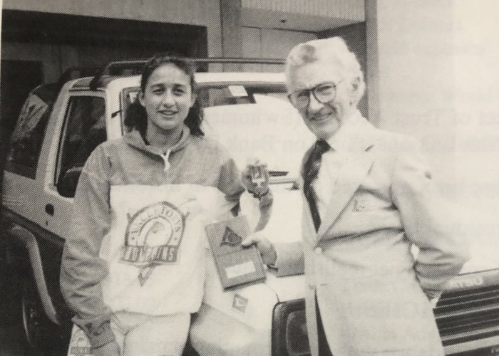 Hayley Lewis with coach Joe King