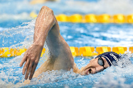 Lukas Martens of Germany competes in the Men's Freestyle 1500m Heats during the 20th World Aquatics Championships at the Marine Messe Hall A in Fukuoka (Japan), July 25th, 2023.