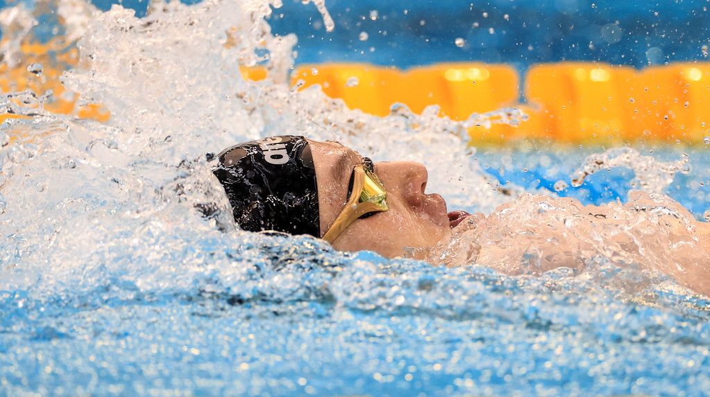 2023 Irish Open Swimming Championships, National Aquatic Centre, Blanchardstown, Dublin 2/4//2023 Men 13 & Over 200 LC Meter Backstroke A Final John Shortt of NCL BlueFin Mandatory Credit ©INPHO/Dan Sheridan